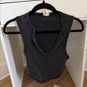 Garage Charcoal Ribbed Tank Top